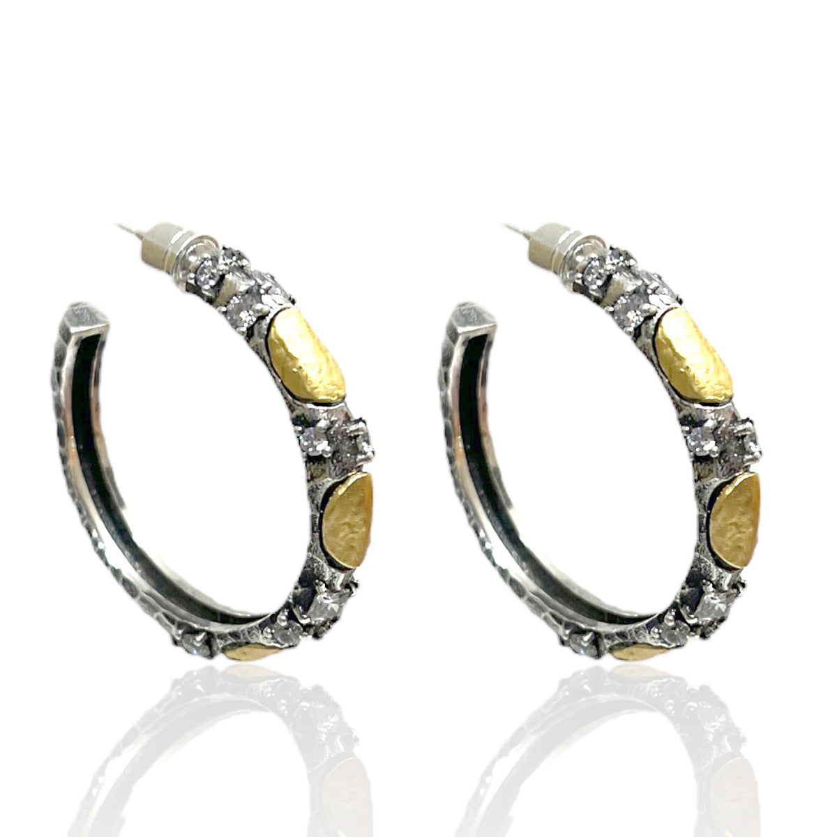☆TATIANA☆ Silver 925 front cubic hoop earrings EC1971 VINTAGE SILVER ALMA HOOPS 1.5