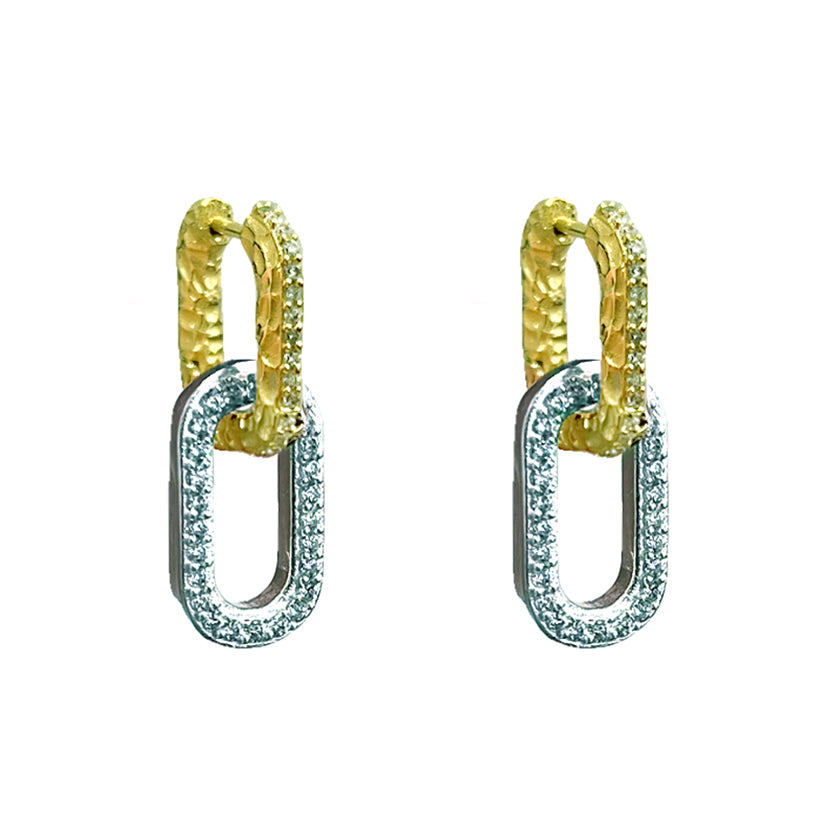 GOLD TWO TONE PAPERCLIP RICO EARRINGS