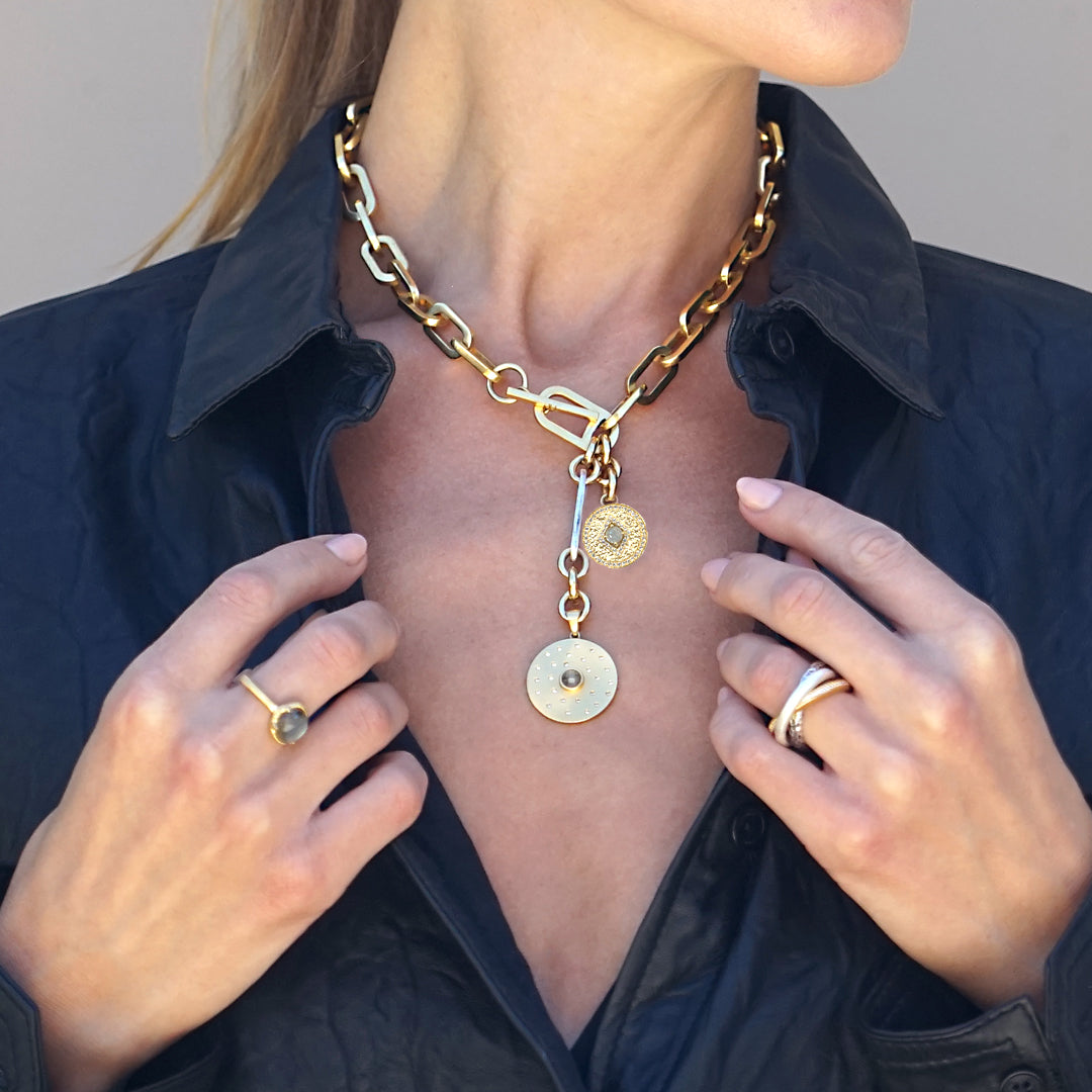 BRUSHED GOLD RICO RONDO TOGGLE NECKLACE – Tat2 Designs