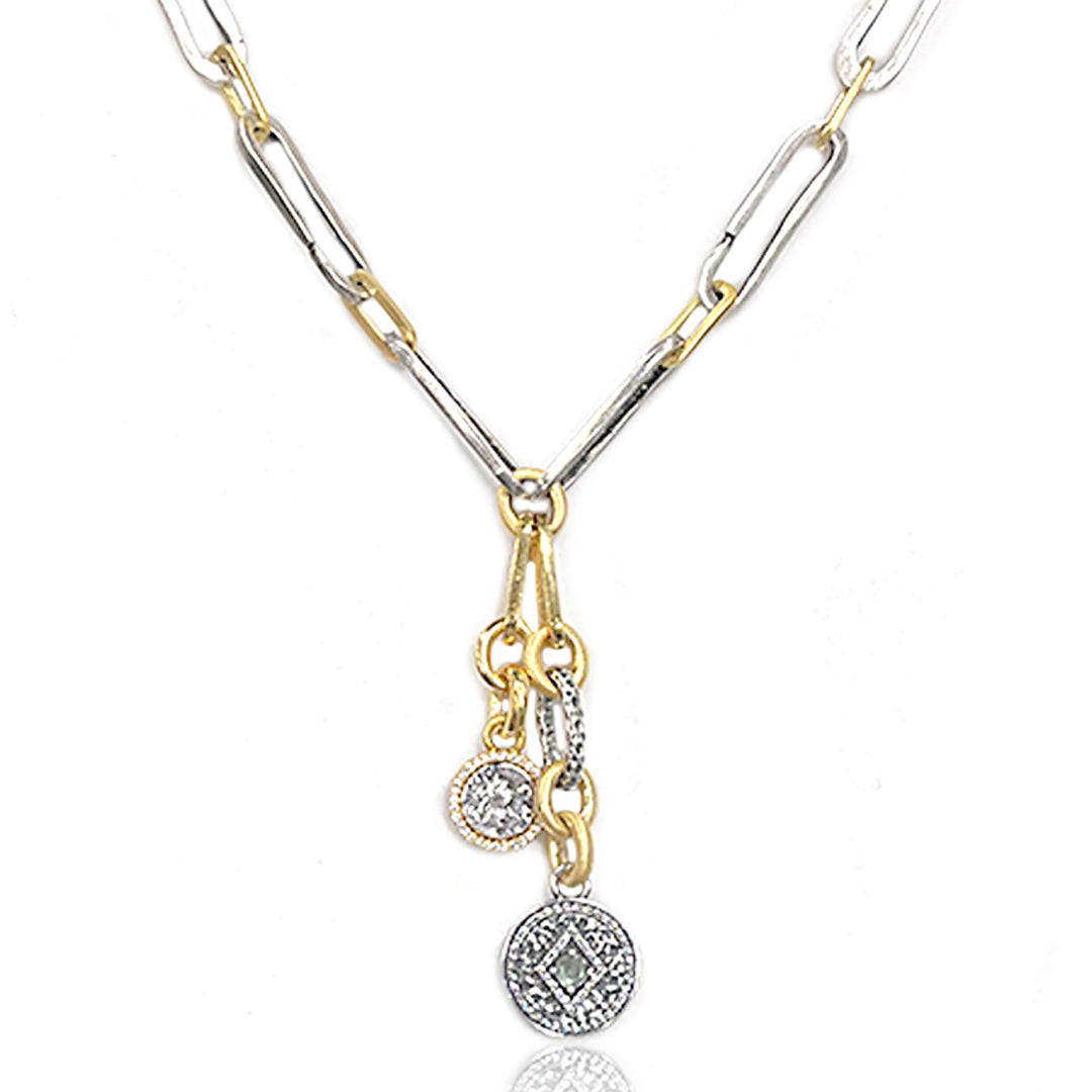 T400 Gold Plated Layered Necklace Set - Paperclip Chain With Coin, Shell & Evil Eye Pendant Choker For Women - View #5