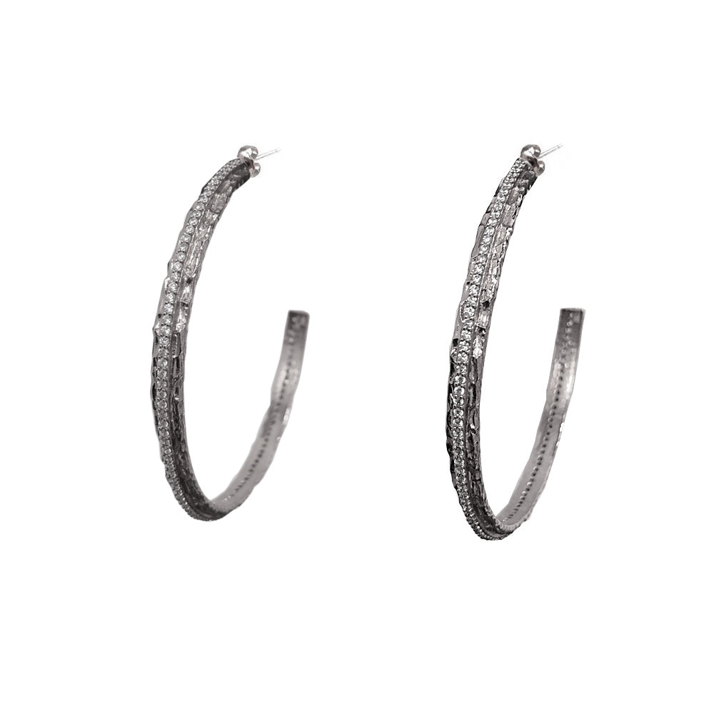VINTAGE SILVER EGY CRYSTAL THIN HOOPS 2” – Tat2 Designs