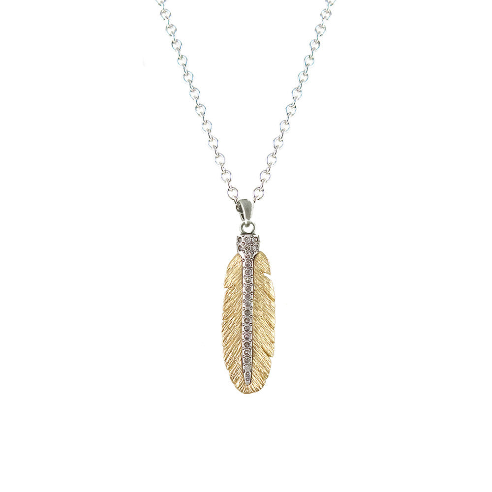 GOLD CASBAH MINI FEATHER NECKLACE
