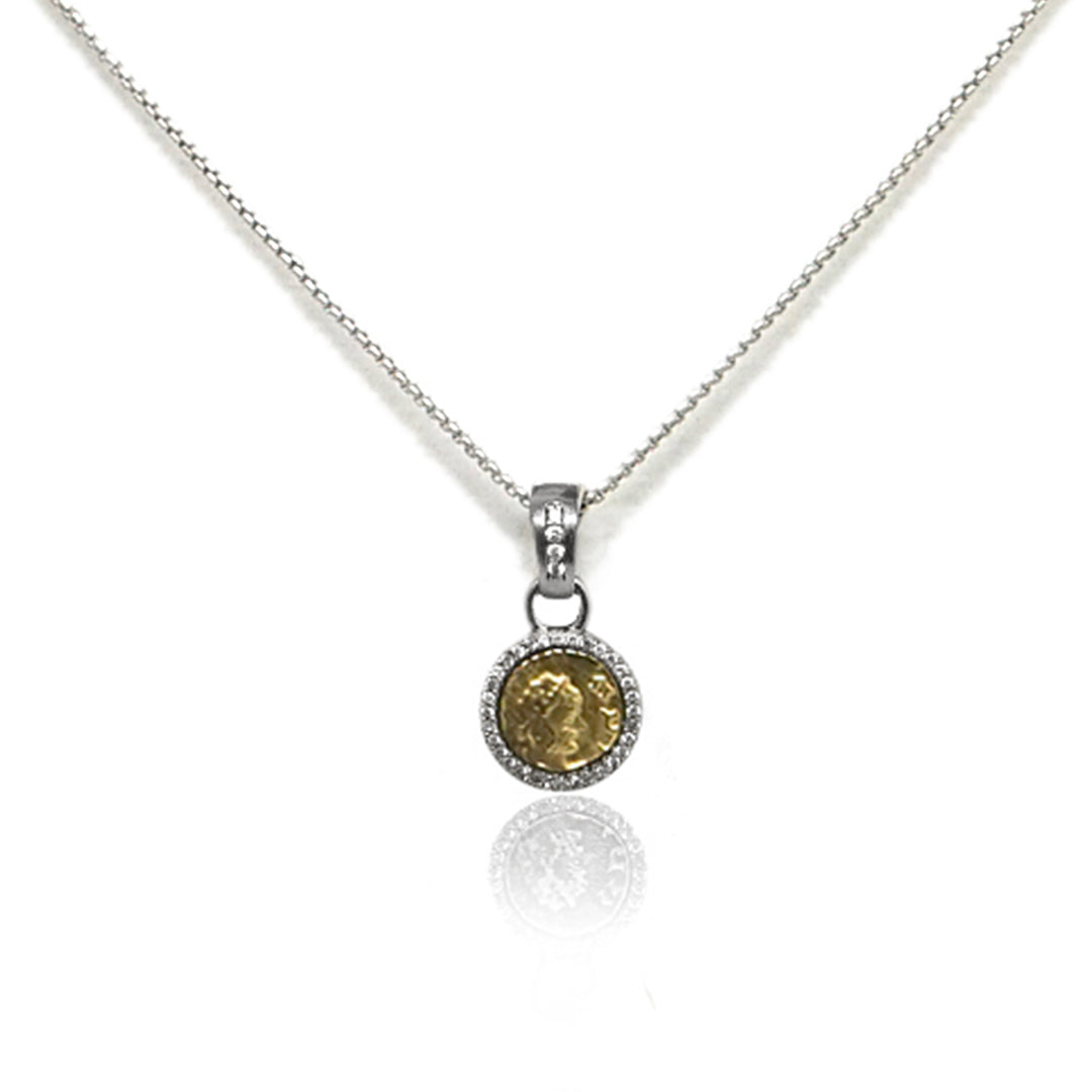 VINTAGE SILVER PAVIA COIN & PAVÉ FRAME NECKLACE – Tat2 Designs
