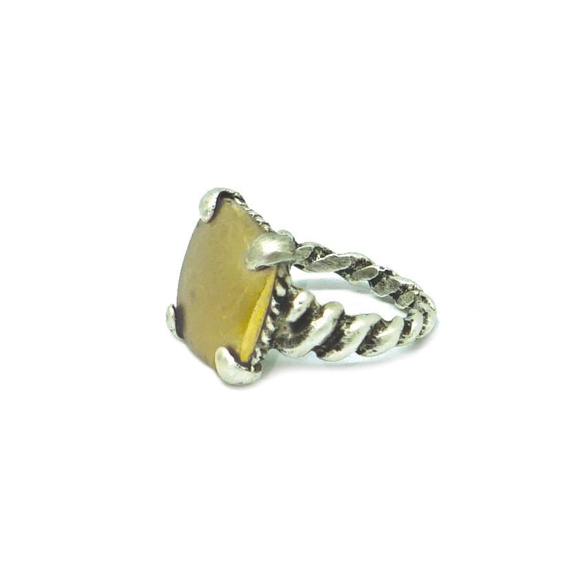 VINTAGE SILVER & SATIN GOLD TWISTED WILHELMINA SQUARE RING