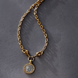 GOLD MINI COIN AND HORSEBIT NECKLACE