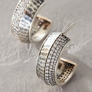 VINTAGE SILVER PAVE NOMA HOOPS