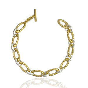 GOLD TWO-TONE RAVELLE THIN HAMMERED CHAIN BRACELET
