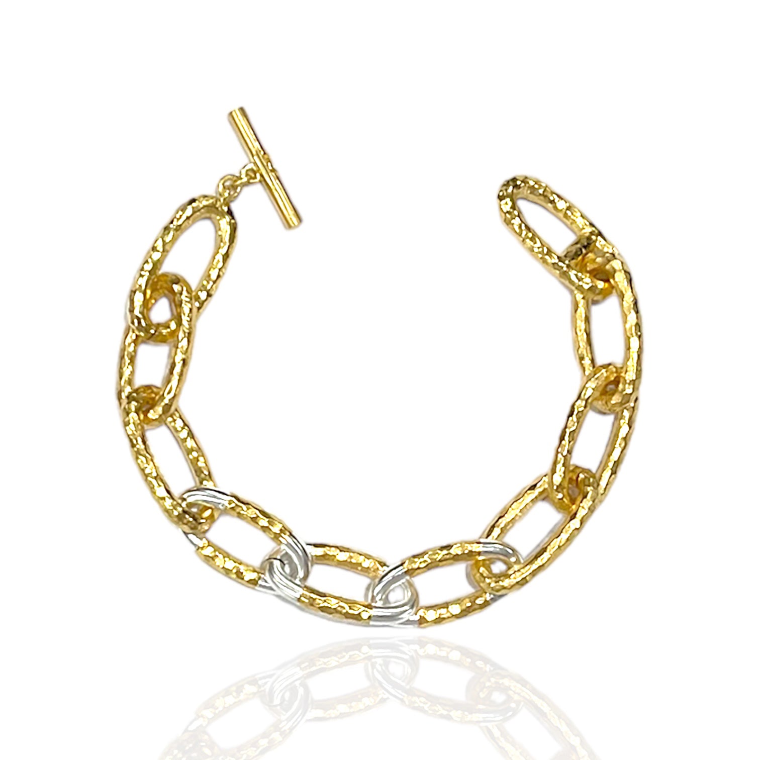 GOLD TWO-TONE ELI HAMMERED CHAIN BRACELET