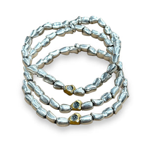 SILVER MILOS MINI NUGGET BRACELETS