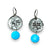 VINTAGE SILVER COIN & TURQUOISE EARRINGS