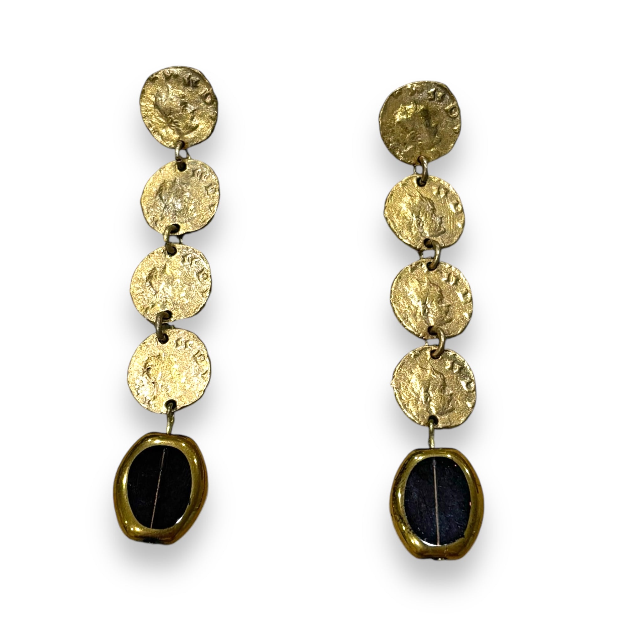 VINTAGE GOLD COIN BEAD EARRINGS