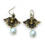 VINTAGE GOLD ANGEL & GLASS PEARL EARRINGS