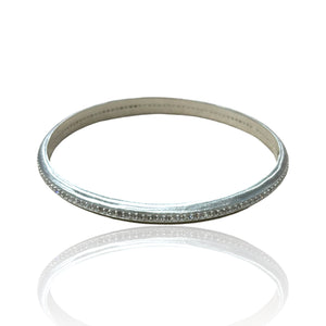 BRUSHED SILVER TRINITY PAVE BANGLE