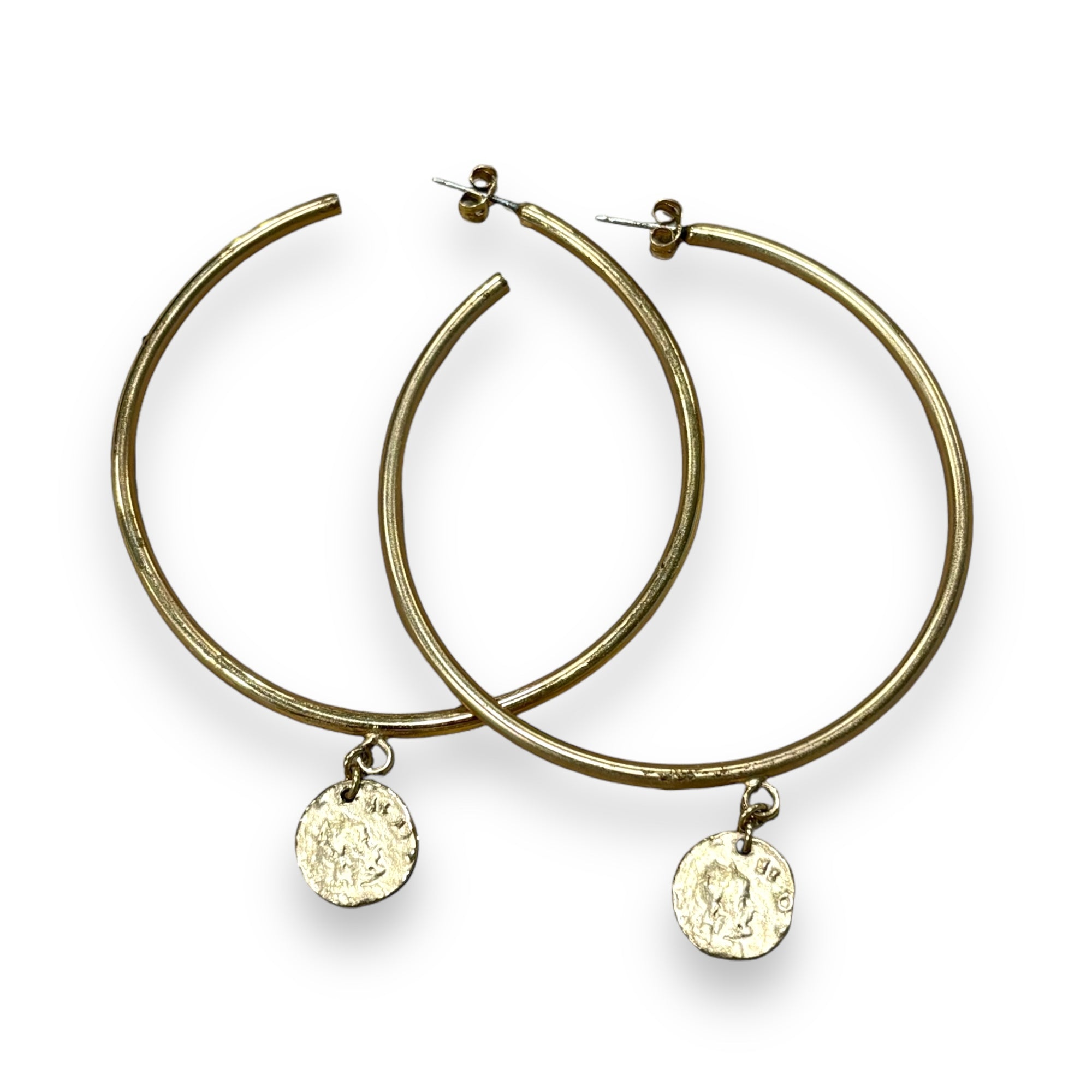 GOLD COIN HOOP EARRINGS