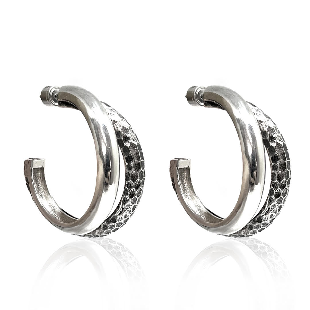 SILVER RAMO TWIST TUBE HOOPS 1.5&quot;