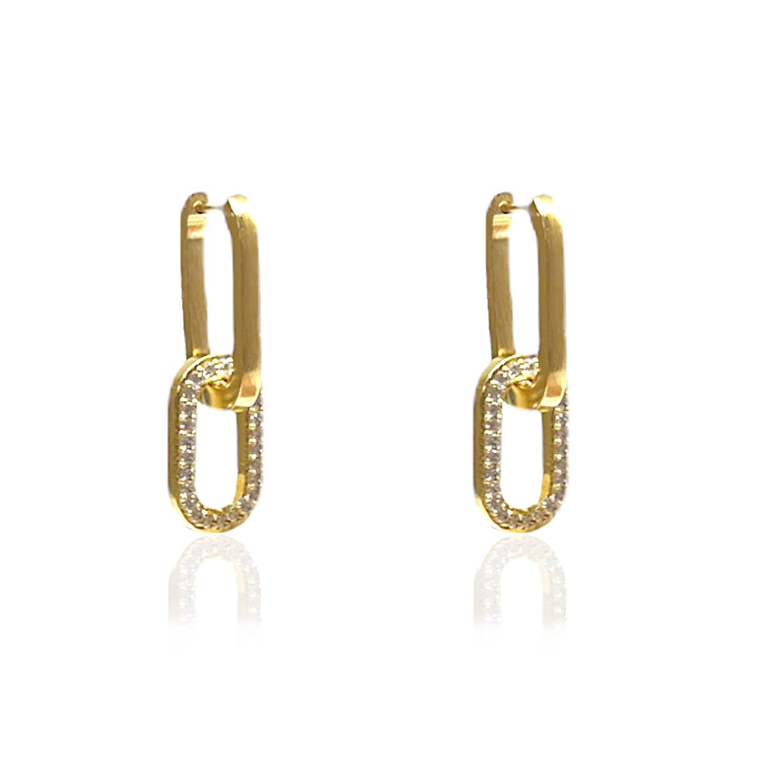 GOLD DOUBLE PAVE RICO EARRING