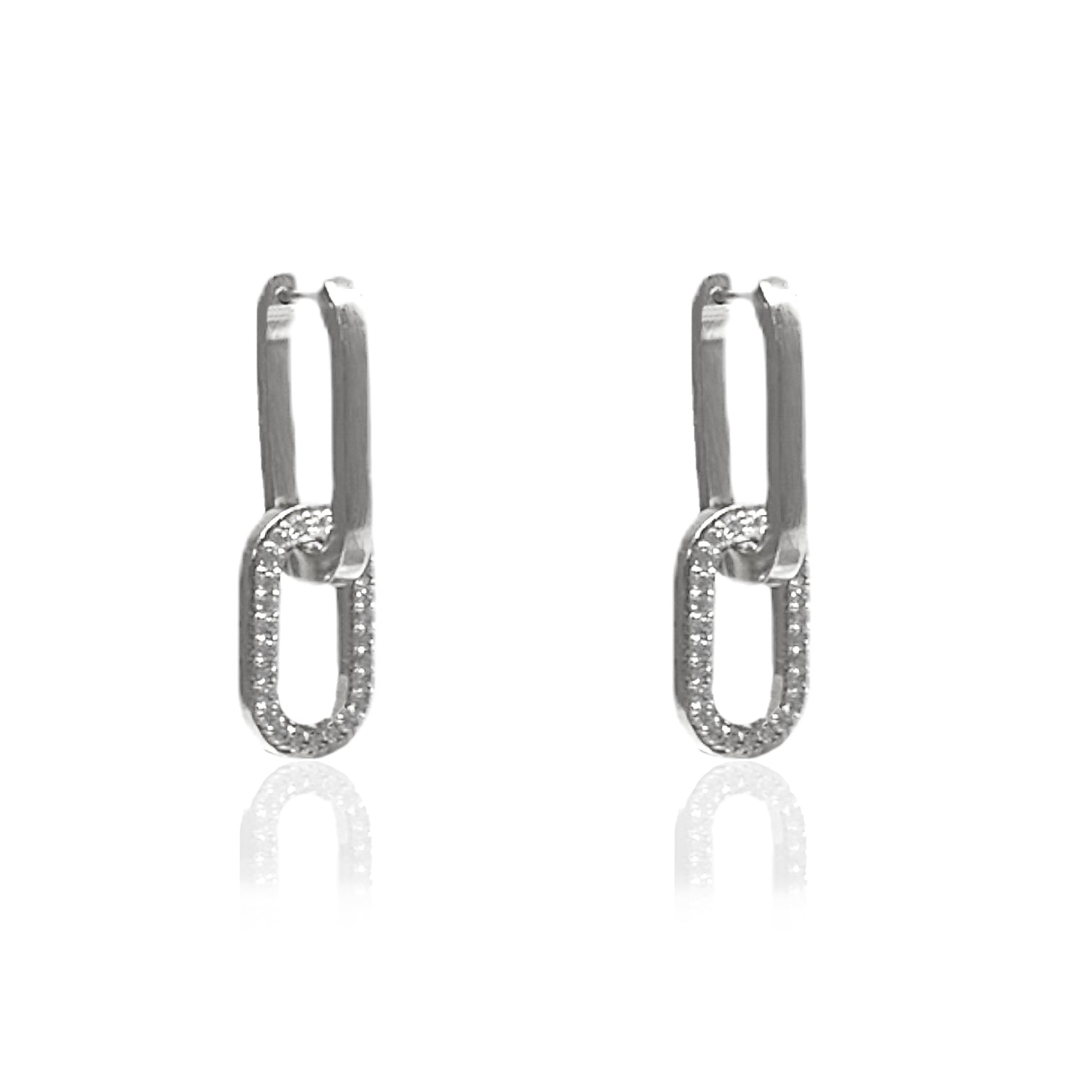 SILVER DOUBLE PAVE RICO EARRING