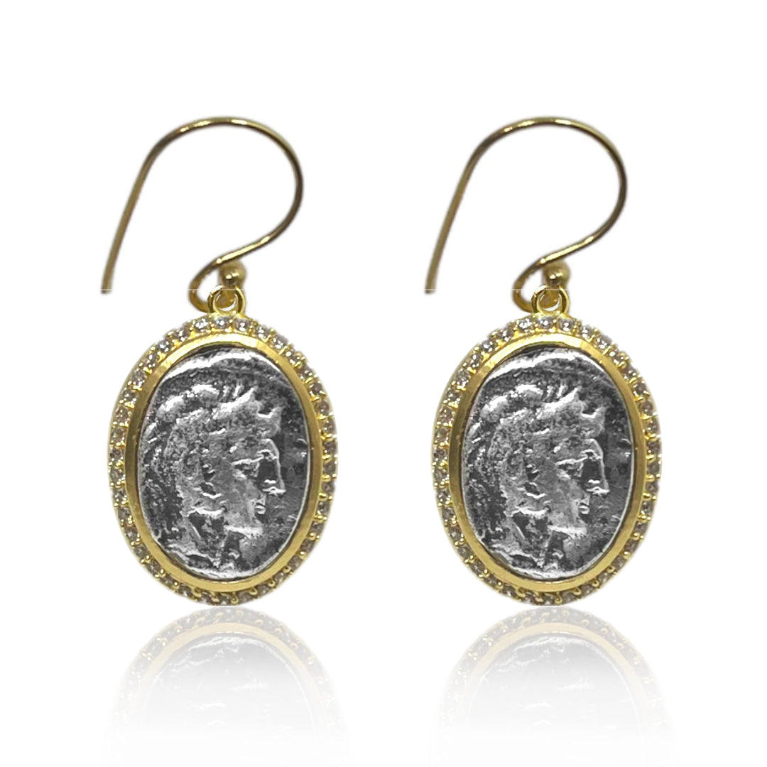 MIXED METAL MONETA COIN EARRINGS