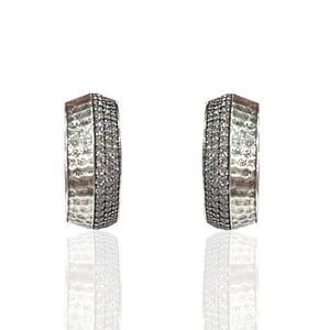 VINTAGE SILVER PAVE NOMA HOOPS