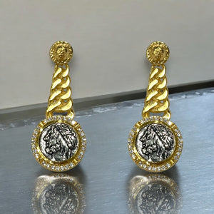 GOLD CIRO COIN & CHAIN EARRINGS