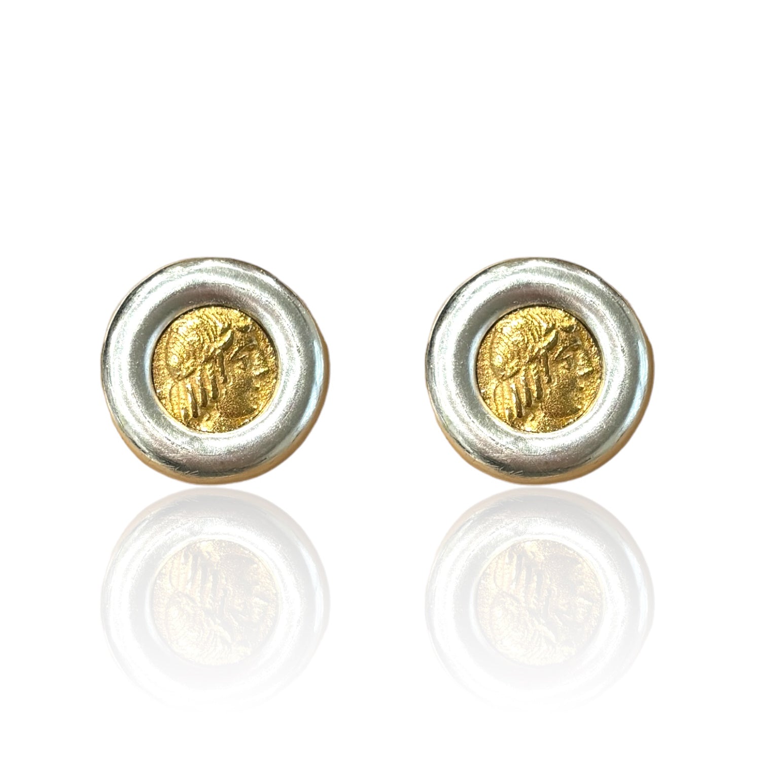 SILVER OLENA COIN STUDS