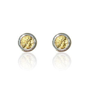 SILVER FLORA COIN STUDS