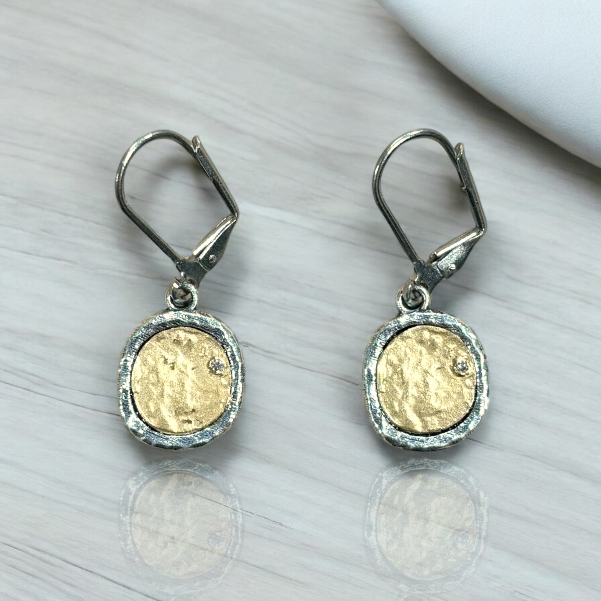 VINTAGE SILVER PAVIA COIN &amp; FRAME DANGLE EARRINGS