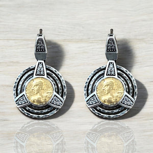 VINTAGE SILVER MORRO COIN EARRINGS