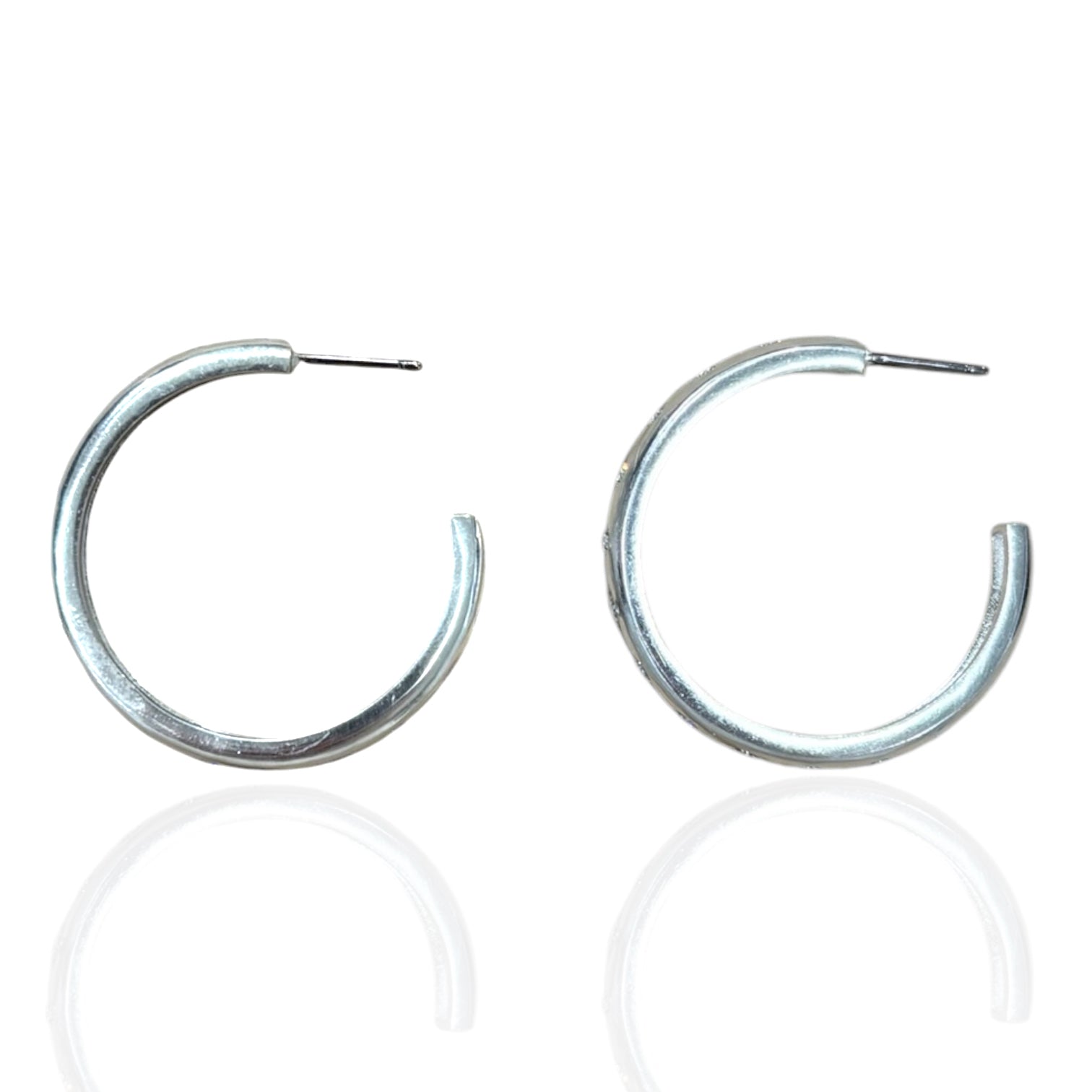 VINTAGE SILVER VIERA SIGNATURE ROW HOOPS