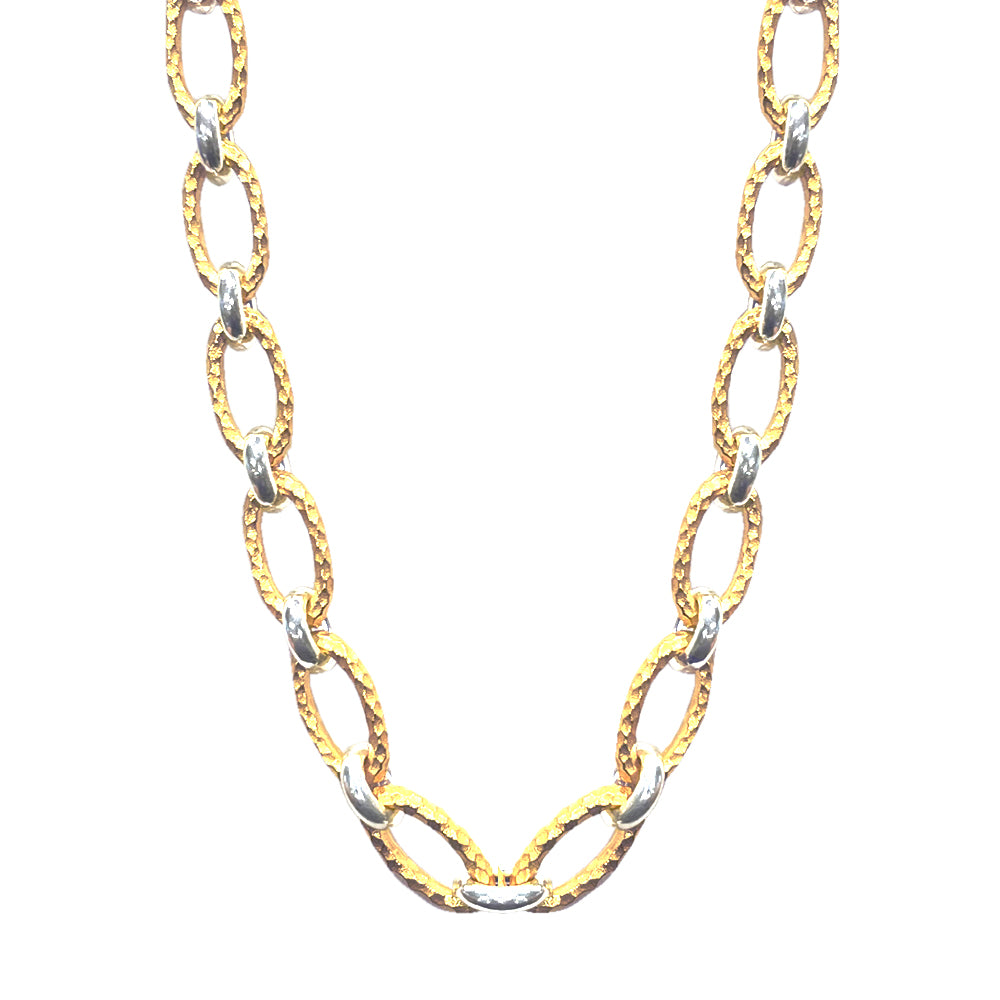 GOLD TWO-TONE RAVELLE HAMMERED CHAIN NECKLACE