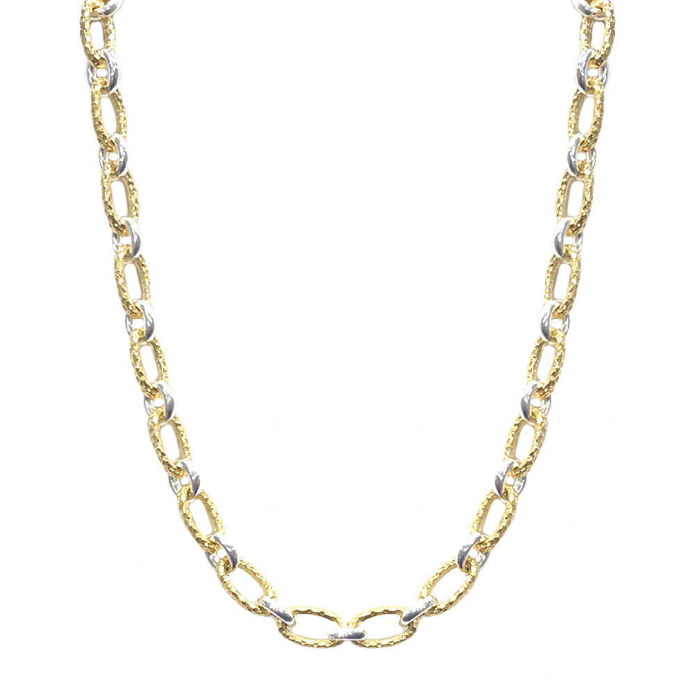 GOLD TWO-TONE RAVELLE THIN HAMMERED CHAIN NECKLACE