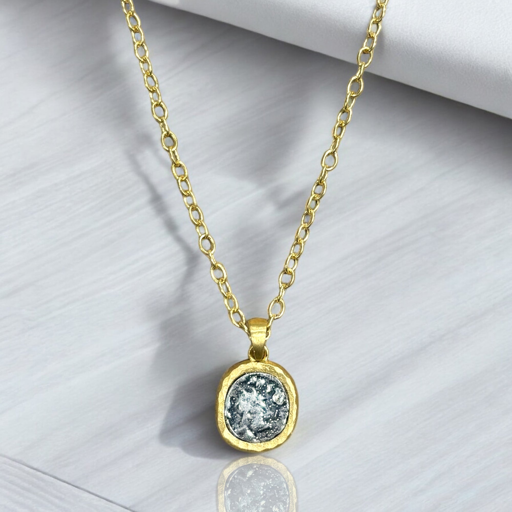 GOLD PAVIA COIN & FRAME NECKLACE