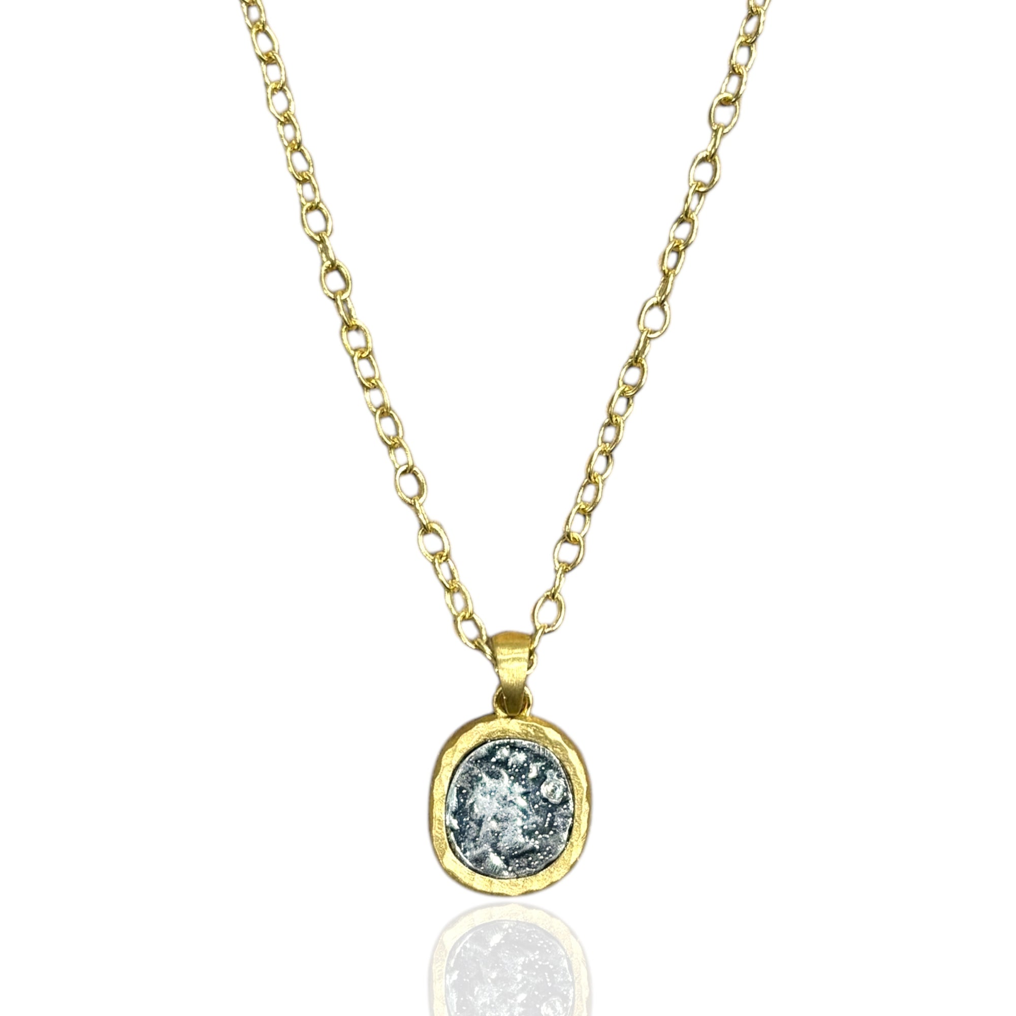 GOLD PAVIA COIN & FRAME NECKLACE