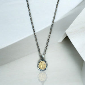 VINTAGE SILVER PAVIA COIN & FRAME NECKLACE