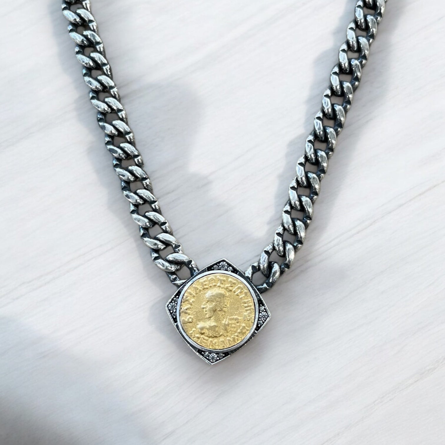 VINTAGE SILVER NICO COIN NECKLACE