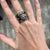 VINTAGE SILVER AND BLACK ENAMEL TUSCANY 3 ROW VINTAGE COIN RING