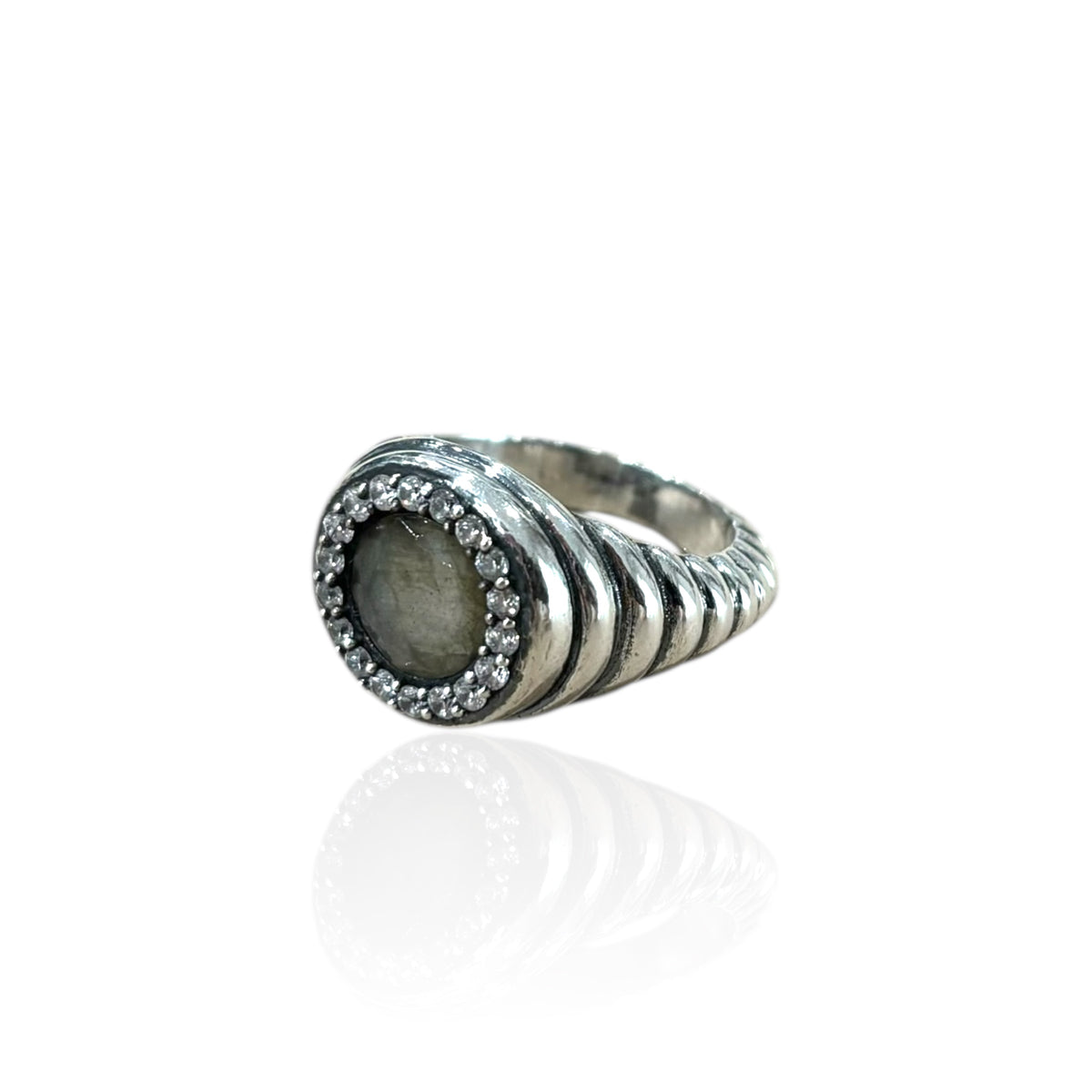 VINTAGE SILVER SCALLOPED POPPY LABRADORITE RING – Tat2 Designs