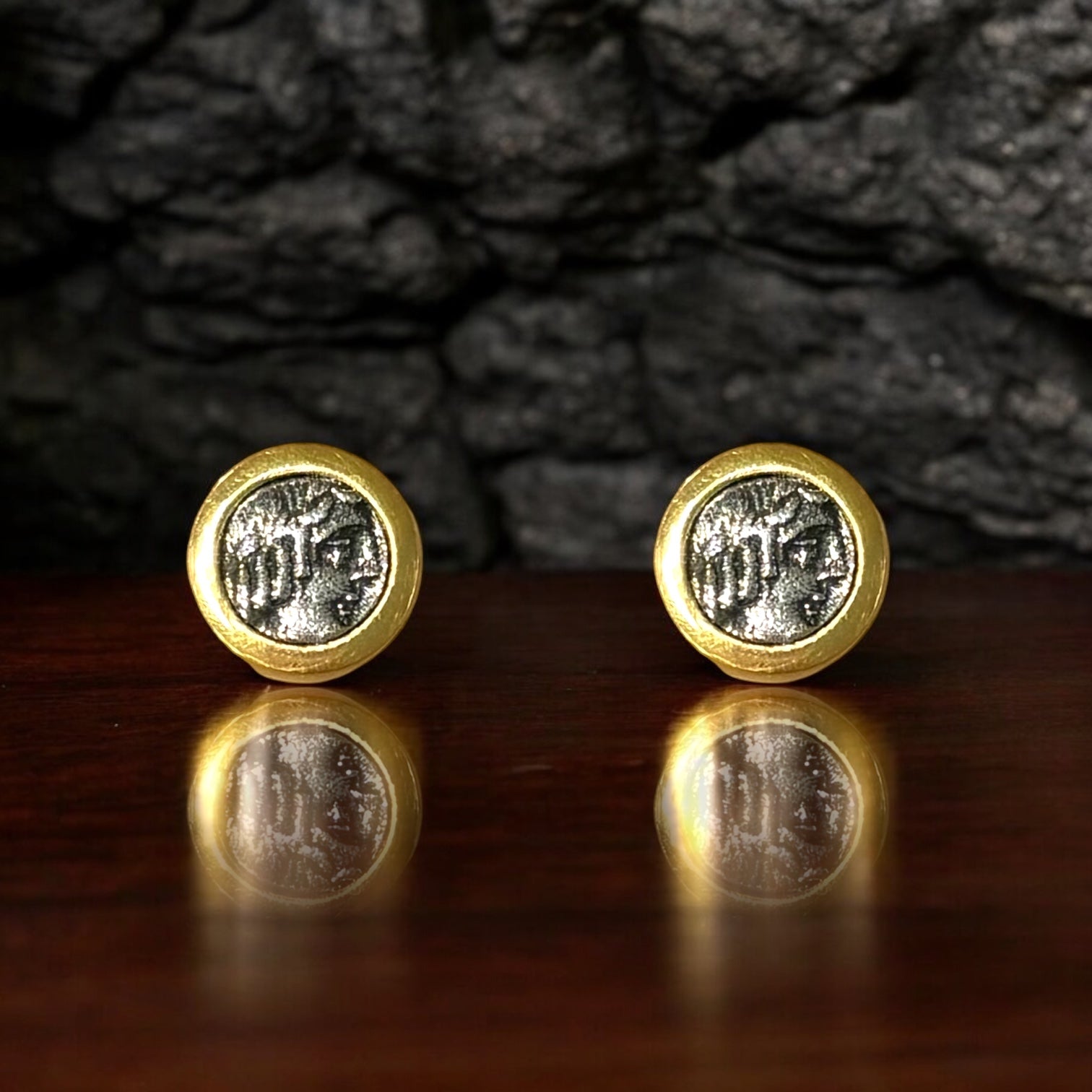 GOLD FLORA COIN STUDS