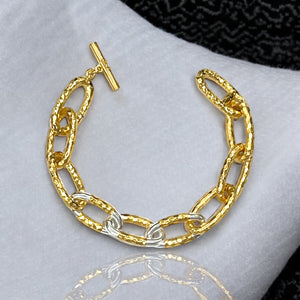 GOLD TWO-TONE ELI HAMMERED CHAIN BRACELET