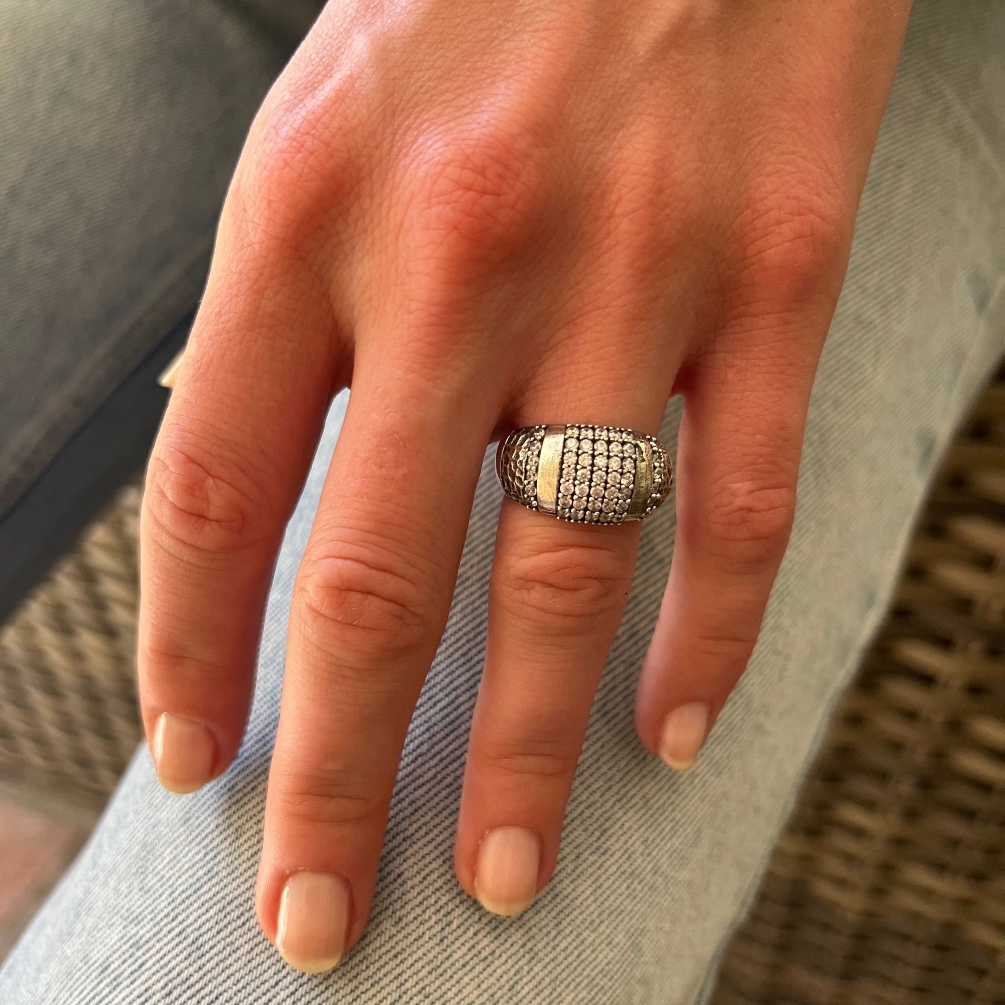 VINTAGE SILVER PAVE COCKTAIL RING