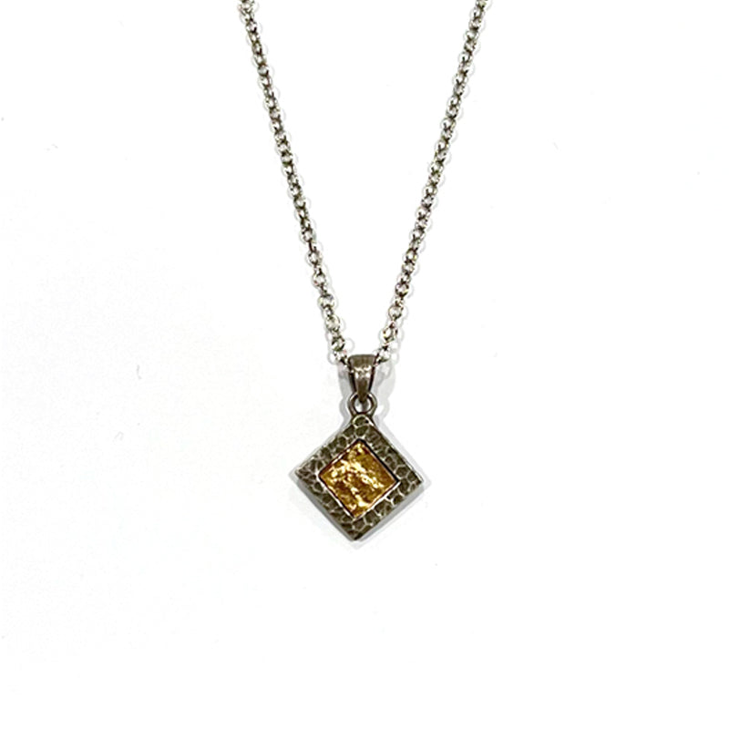 VINTAGE SILVER HAMMERED FRAME COIN NECKLACE
