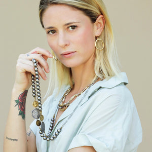TWO TONE COIN AND SILVER BEAD NECKLACE