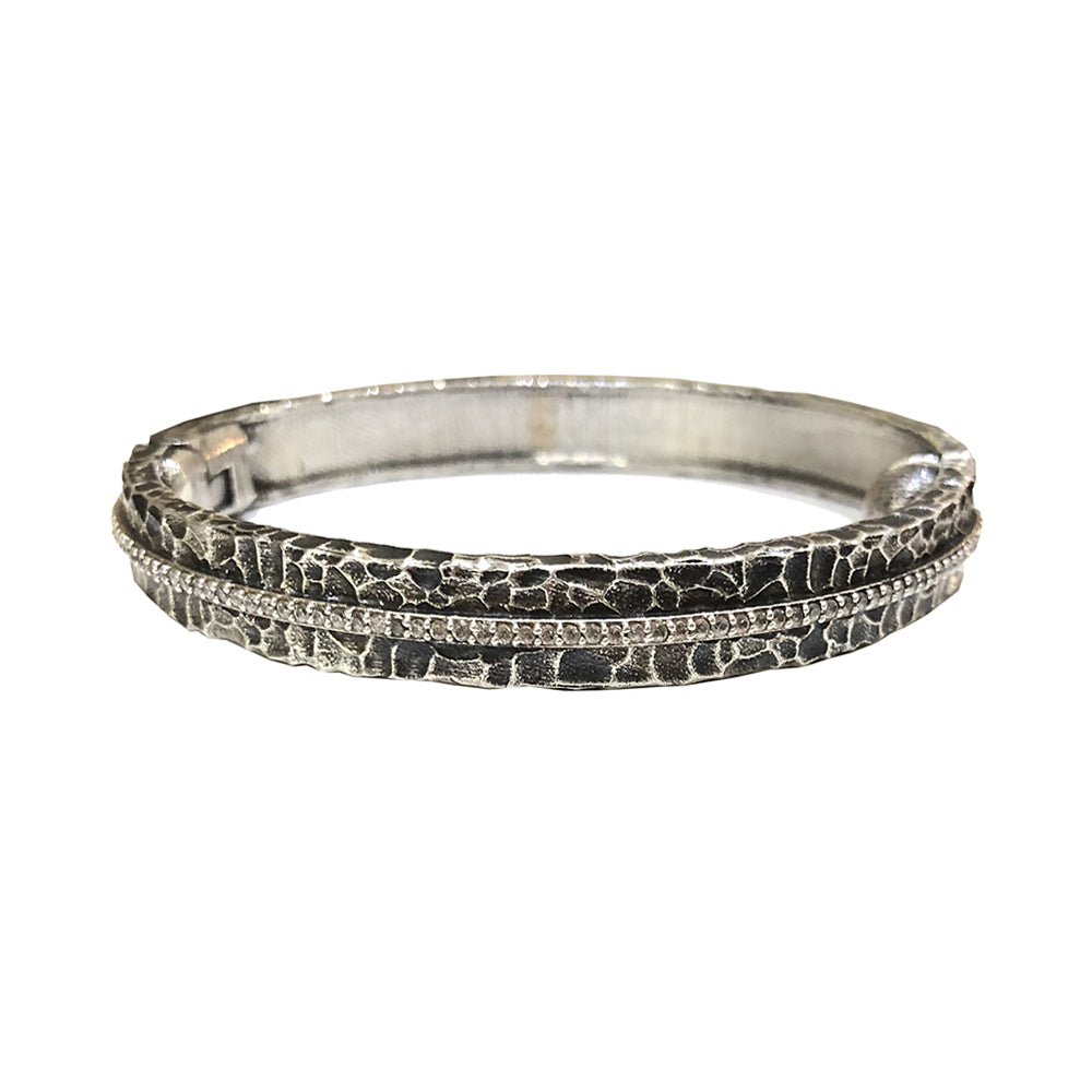 VINTAGE SILVER EGY CRYSTAL LINE BANGLE