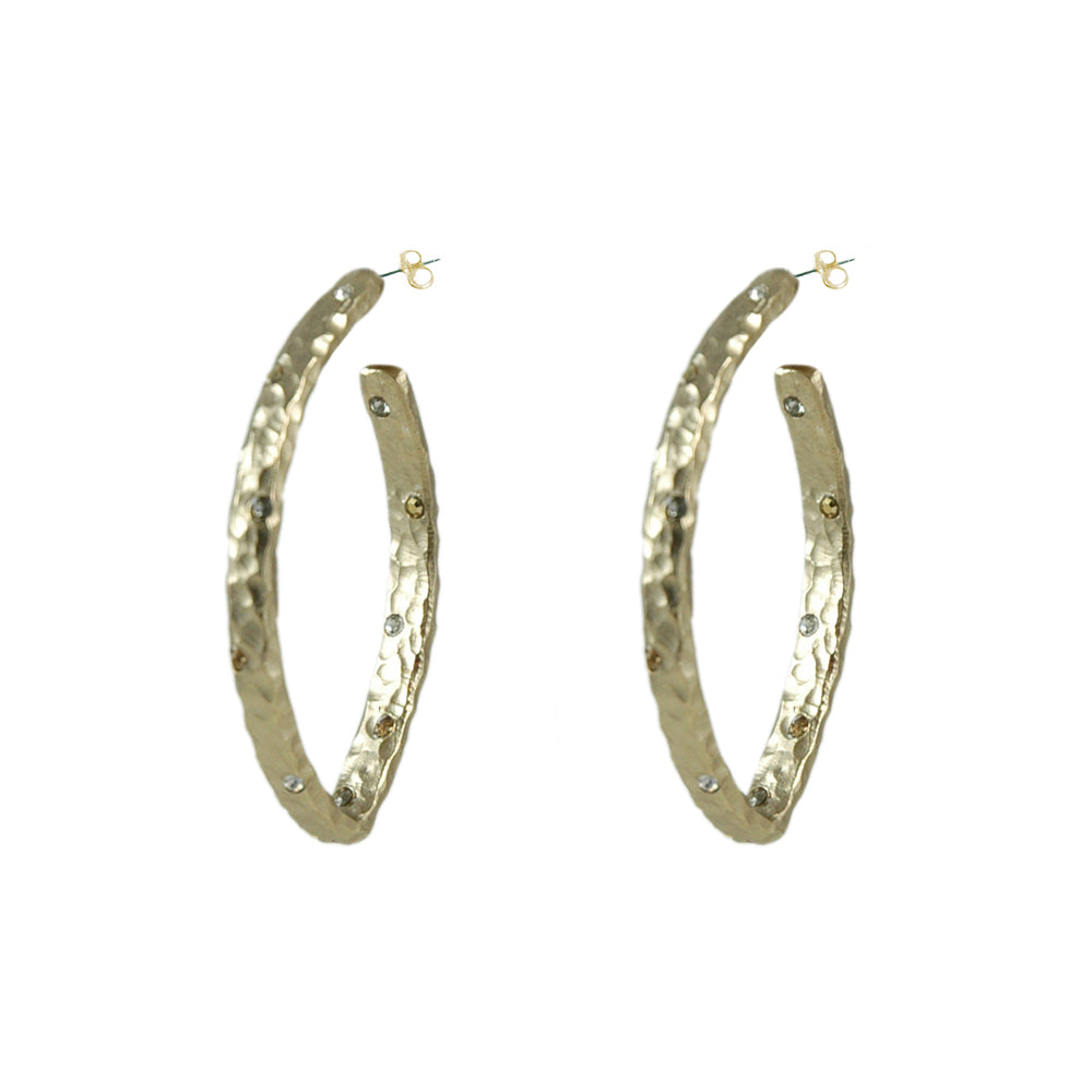 GOLD SIENA HAMMERED V-SHAPE HOOP EARRINGS