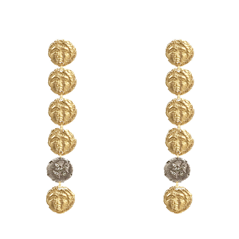 GOLD APOLLONIA SIX COIN POST EARRING