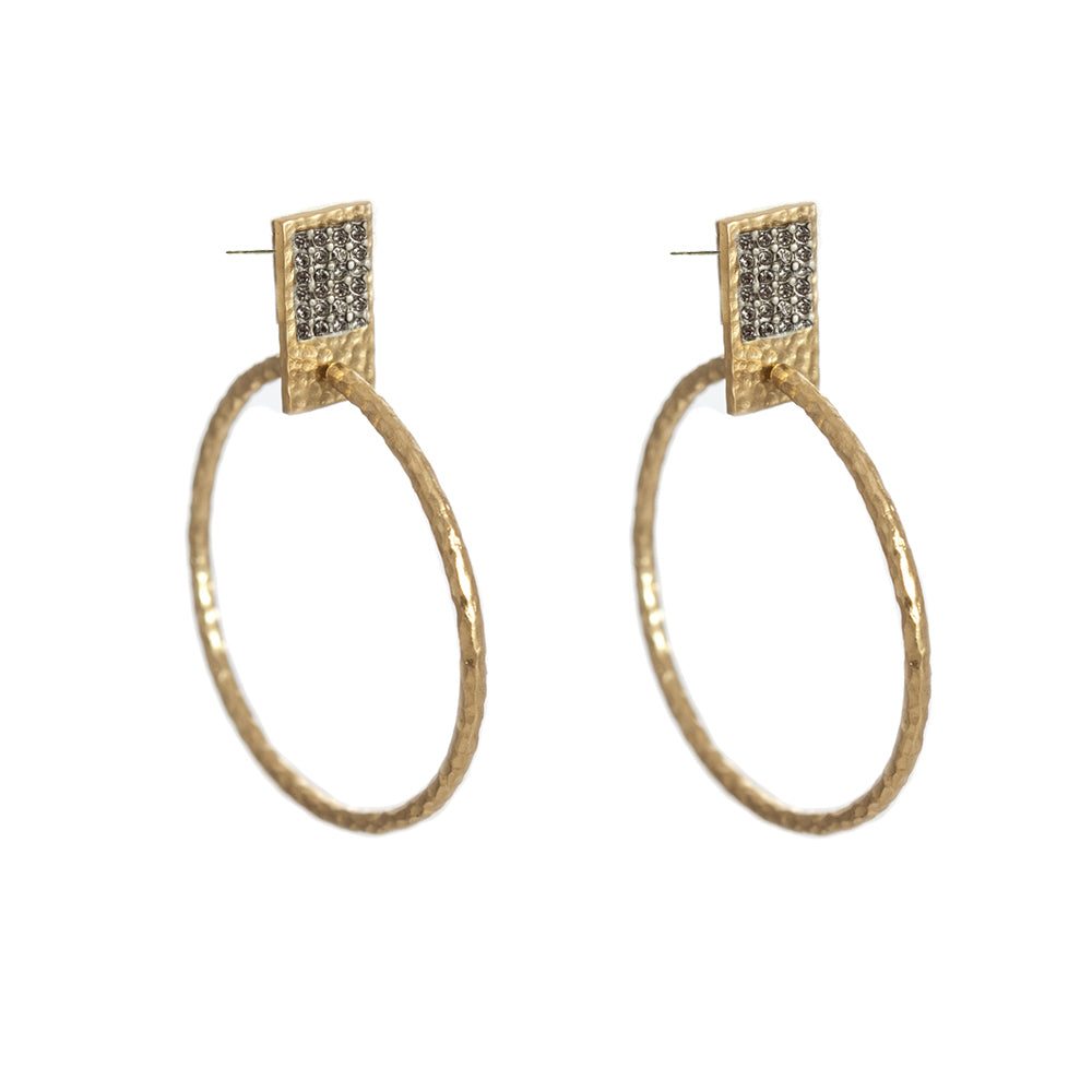 GOLD SQUARE PAVÉ HOOPS