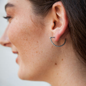 VINTAGE SILVER RIMSKA HAMMERED SEMI-CIRCLE HOOPS