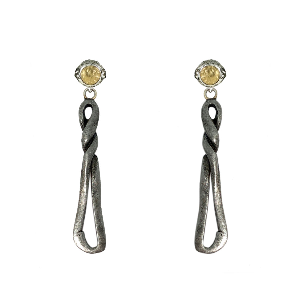 VINTAGE SILVER TWISTED DANGLE COIN EARRINGS