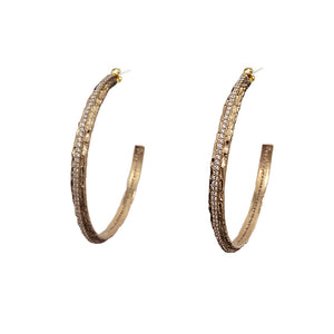 GOLD EGY CRYSTAL THIN HOOPS / 2”