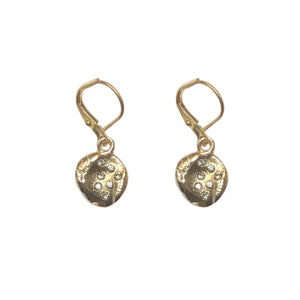 GOLD ROUND CRYSTAL IMPRESSION EARRINGS